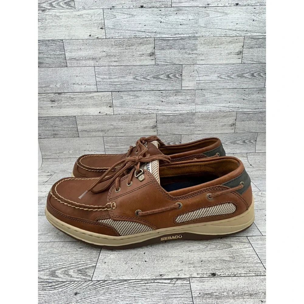 Sebago Clovehitch II Amber Gold Leather Boat Shoes Men Sz 13W Wide Deck Shoe